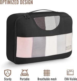 Veken 8 Set Packing Cubes for Travel Essentials, Suitcase Organizer Bags in 4 Sizes, Carry-On Luggage Accessories with Large Laundry